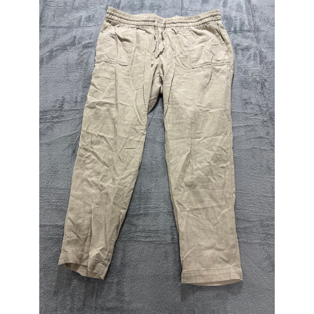 Old Navy L Tall Beige Womens Linen Blend Pants Boho Casual Cozy