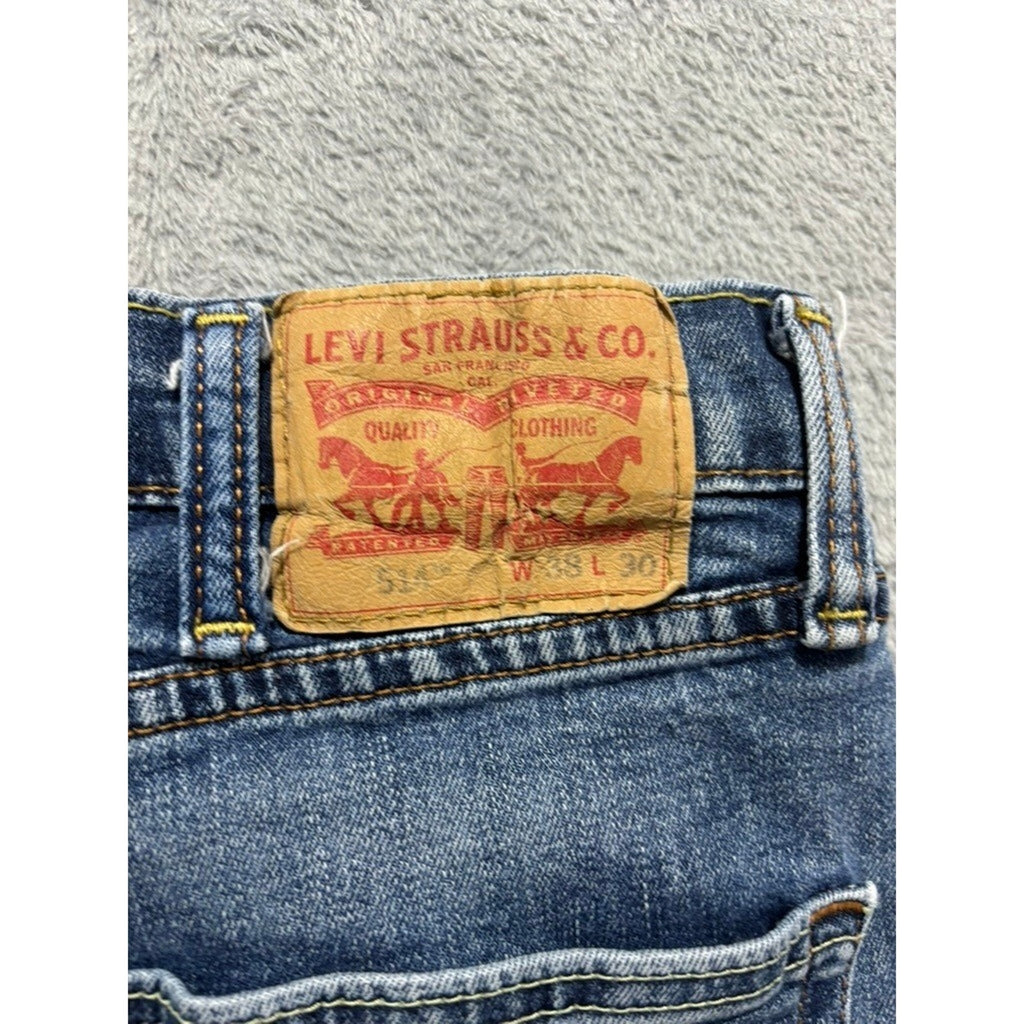 Levis 514 Jeans Men 38x30 Straight Medium Wash Denim Classic Casual Faded