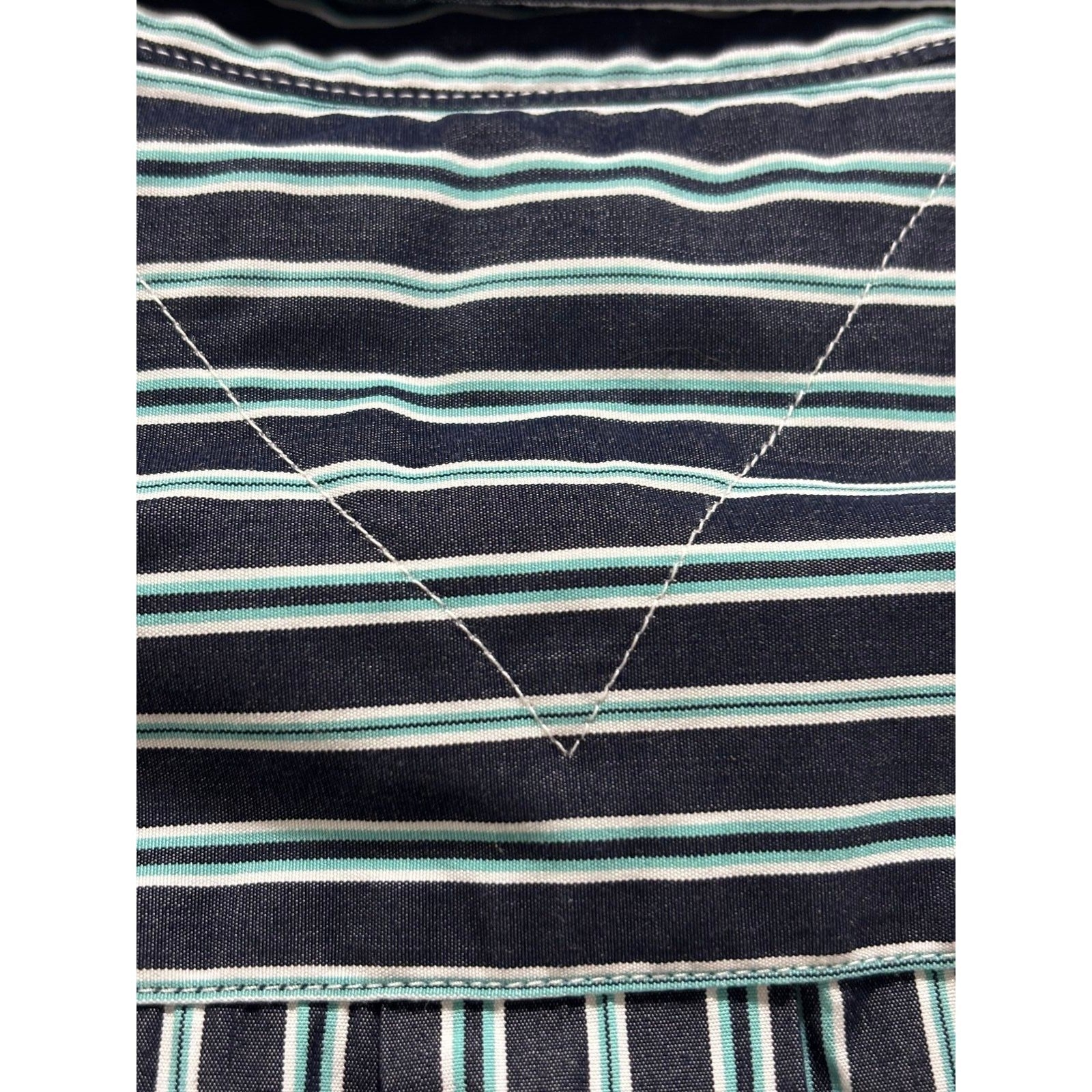Tommy Hilfiger L Green Blue Striped Button Down Shirt Mens Custom Fit Preppy