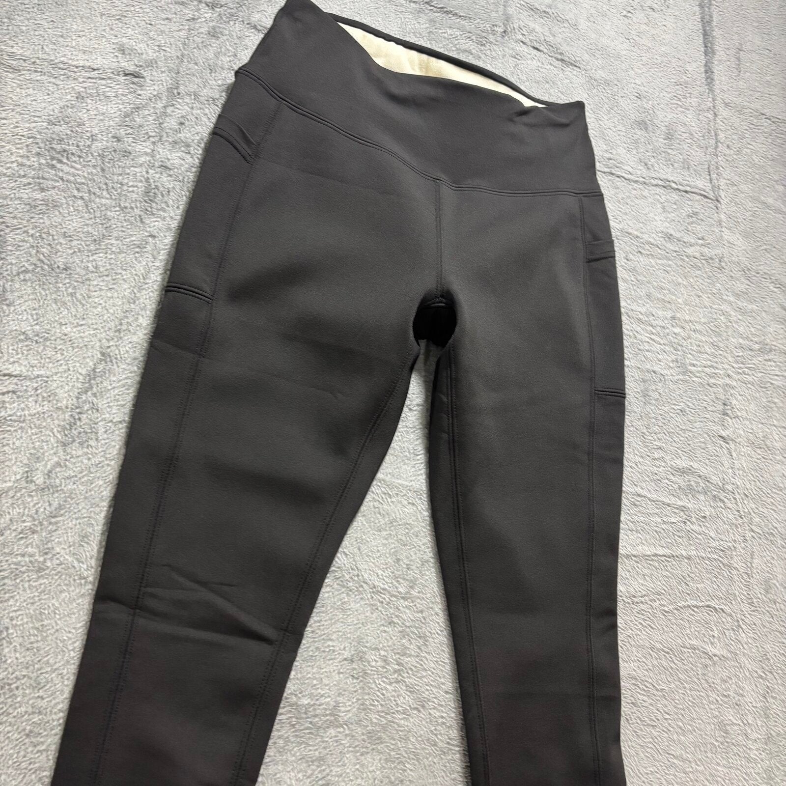 Womens S Black Fleece Lined High Waist Leggings Athleisure Cozy