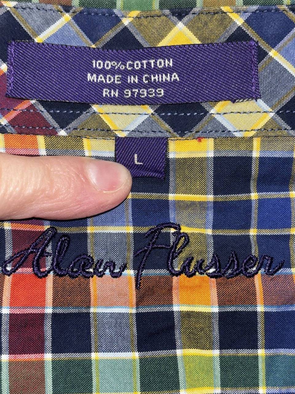 Alan Flusser Men's Multicolor Plaid Shirt Size L, photo 8 of 8