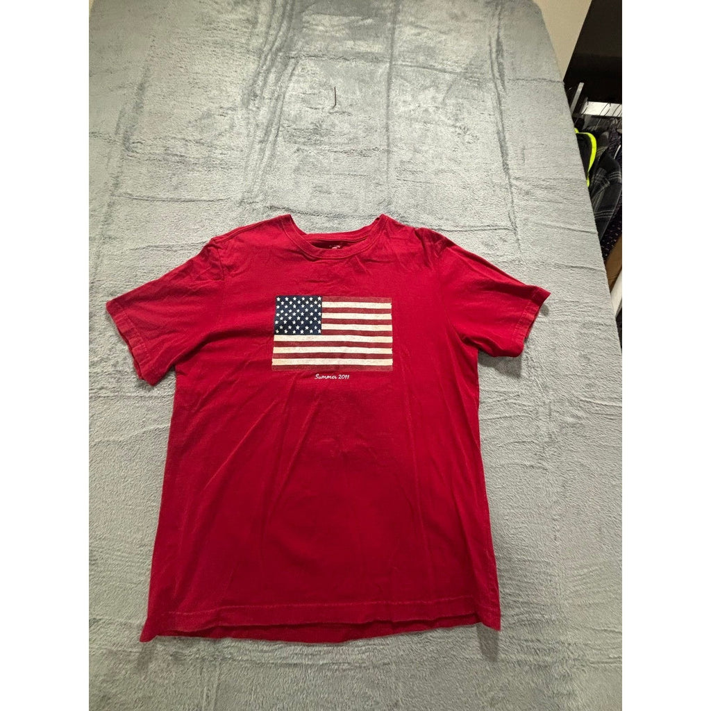 Faded Glory L Red American Flag Graphic T-Shirt Mens Vintage Casual Summer 2011
