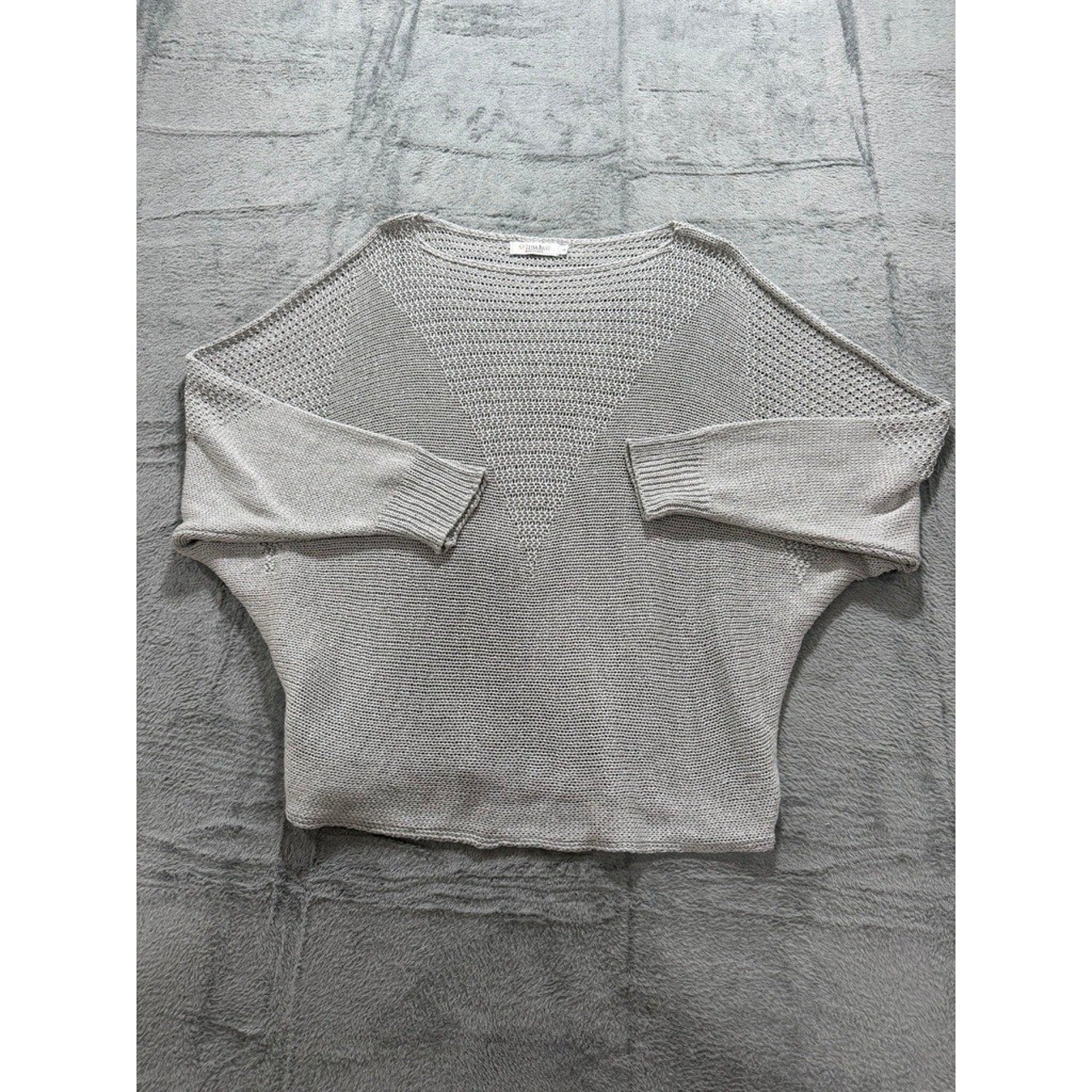 Luisa Ricci Italy Women Light Gray Mixed Knit Batwing Boat Neck Sweater Large