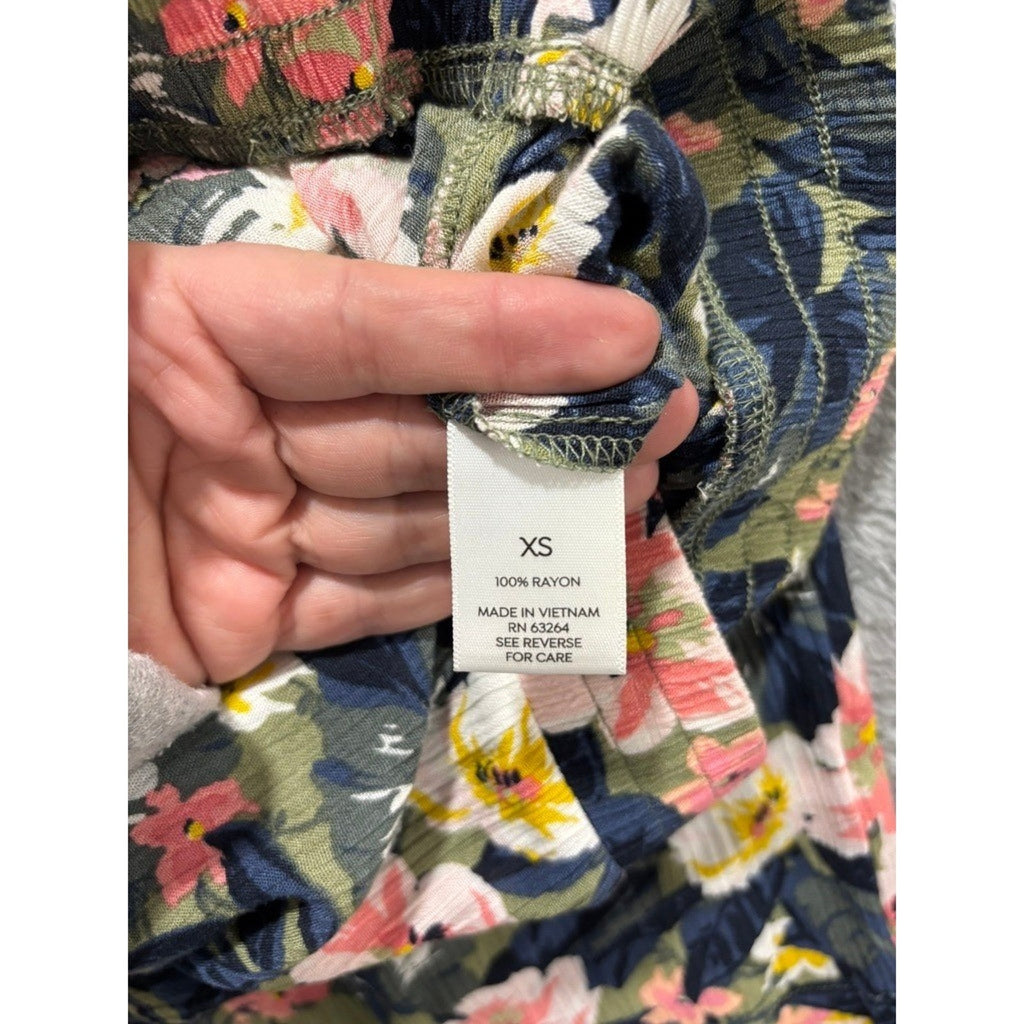 Westport Cropped Pants Womens XS Floral Pull On Elastic Waist Wide Leg