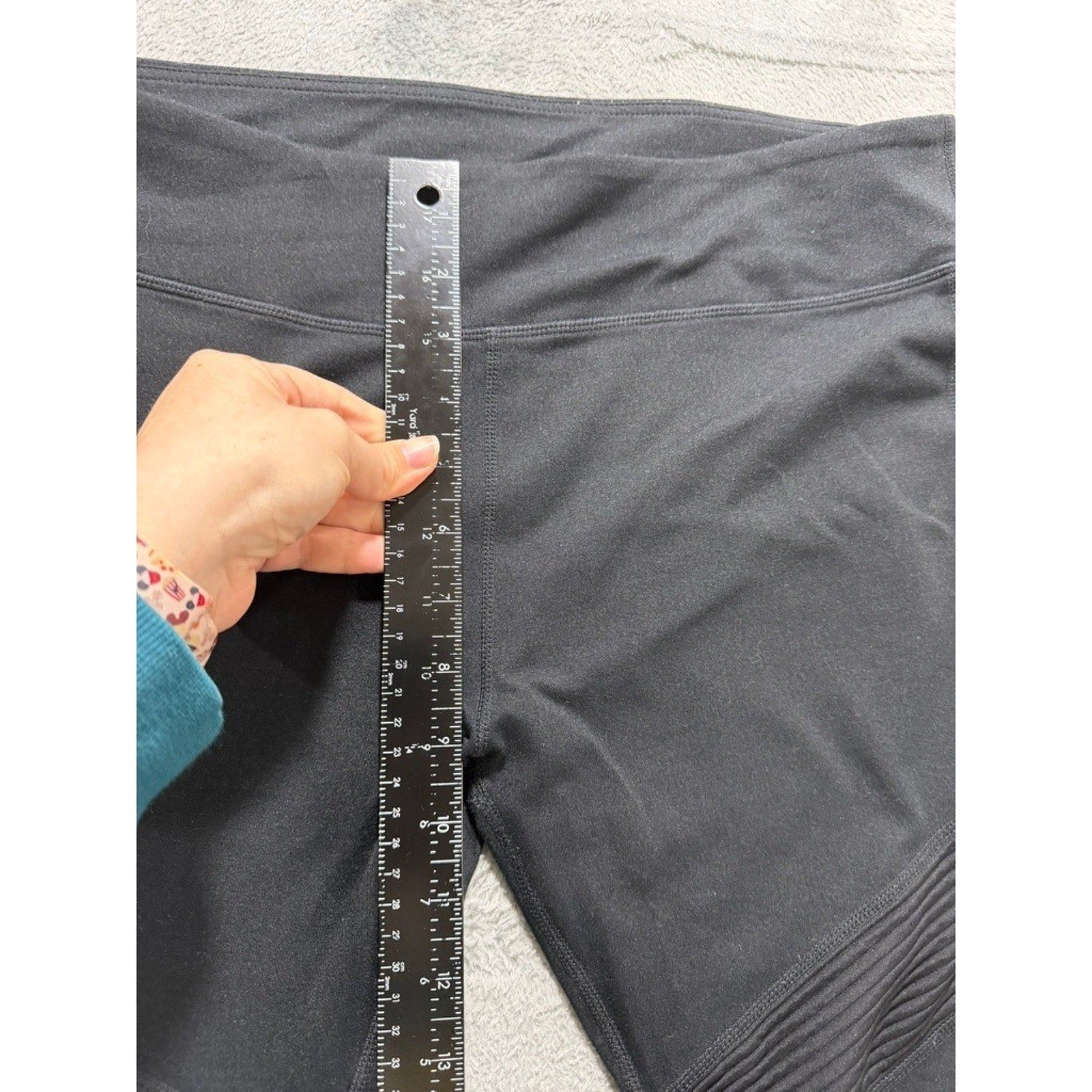 Fabletics XXL Black Moto Ribbed Capri Leggings High Waist Compression Gym