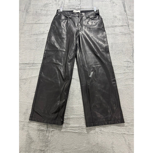 Abercrombie & Fitch The 90s Relaxed Jean Ultra High Rise Vegan Leather Black 28