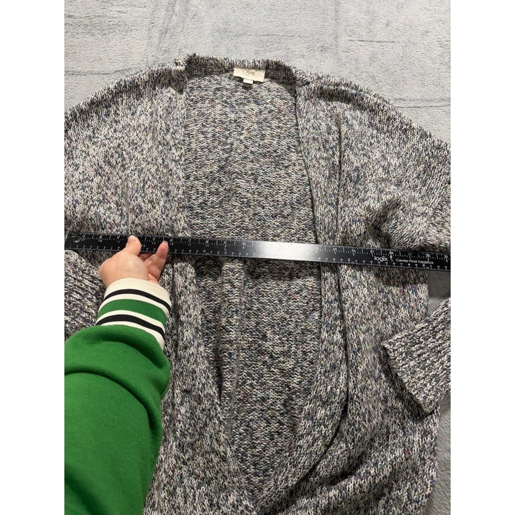 LOFT Outlet Womens Gray Marled Knit Open Front Cardigan Sweater Large Confetti