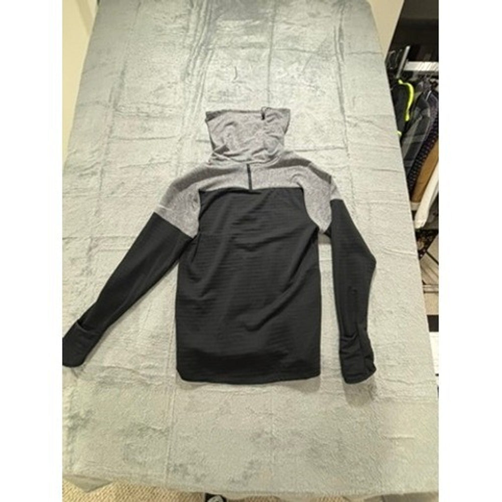 Nike S Gray Black Womens Running Division Therma-FIT Pullover Athleisure Casual