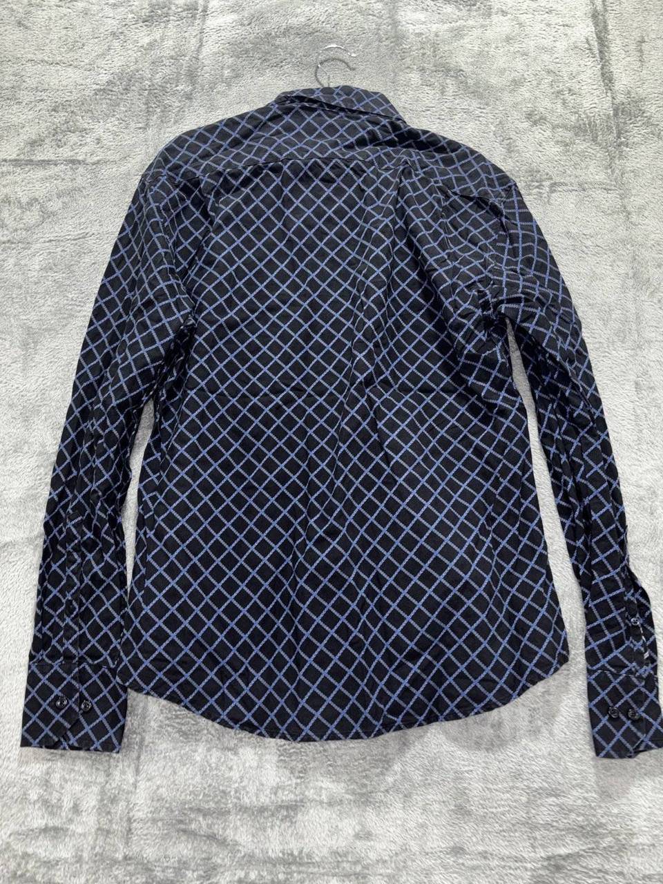 Ben Sherman Mens M Navy Blue Diamond Check Long Sleeve Button Up Dress Shirt