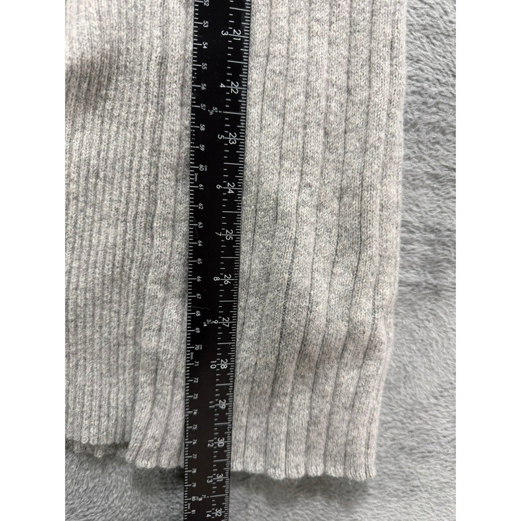 Coupé Collection Cardigan Sweater Womens M Gray Ribbed Longline Button Front