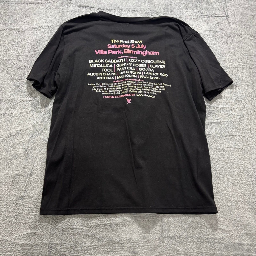 Women L Black Back to the Beginning Concert Graphic V-Neck T-Shirt Vintage Style