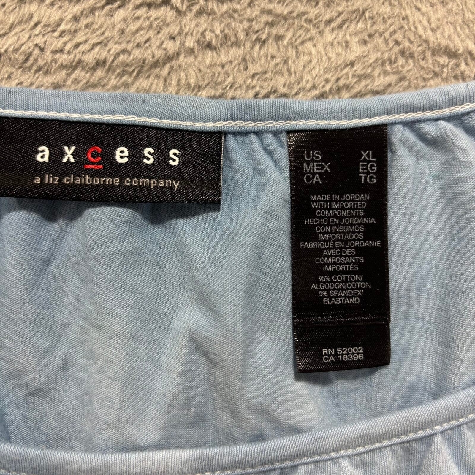 Axcess Womens XL Blue Tie Dye Empire Waist Cap Sleeve Top Boho Vintage