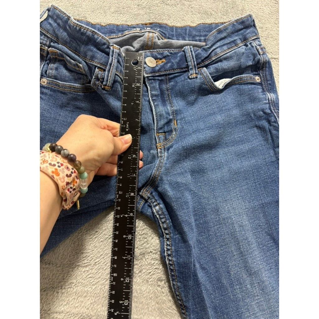 Old Navy Rockstar Super Skinny Jeans Womens 6 Medium Wash Raw Hem Ankle Slit