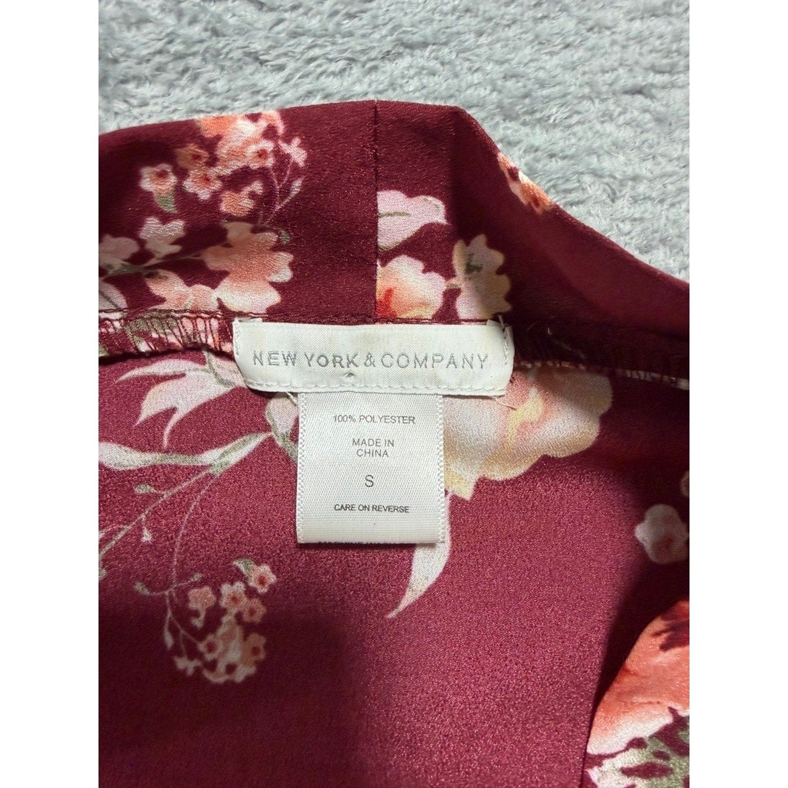 New York & Company Kimono Womens S Red Floral Duster Belted Boho