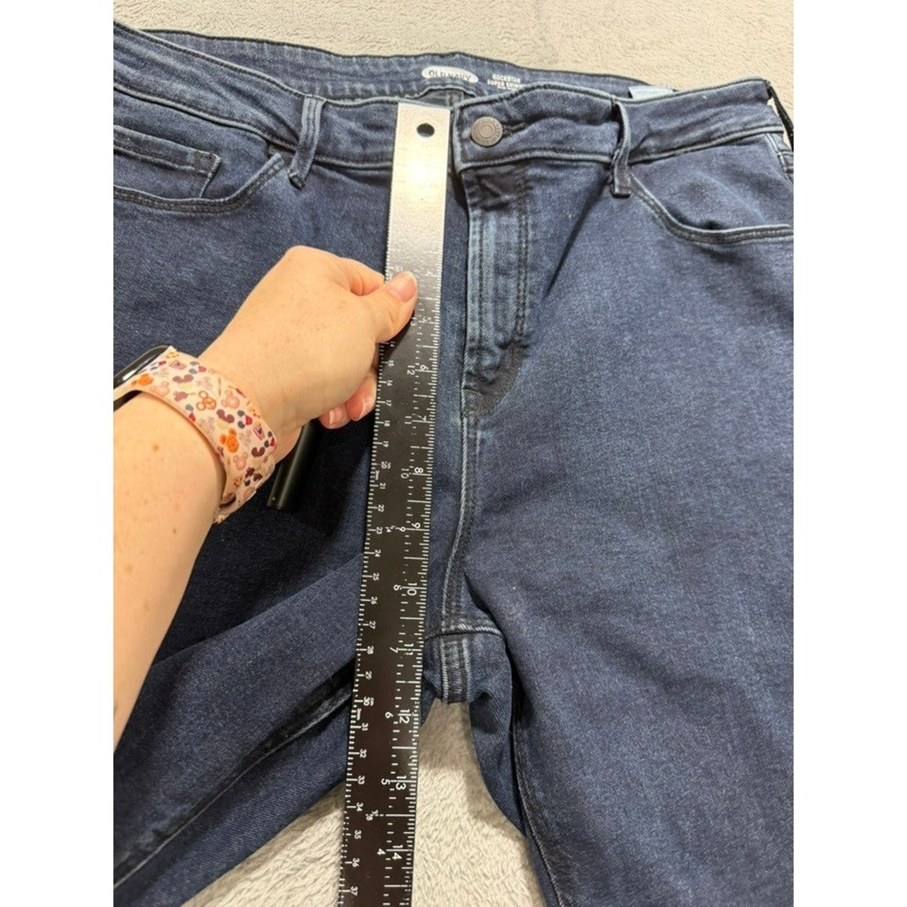 Old Navy Rockstar Super Skinny Mid-Rise Dark Wash Denim Jeans Womens 16