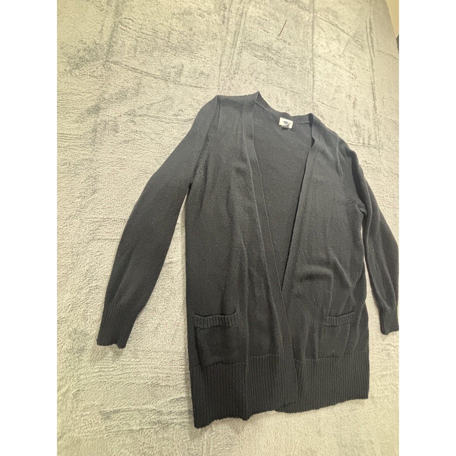 Old Navy 1X Black Womens Open Front Long Cardigan Duster Sweater Cozy Plus Size