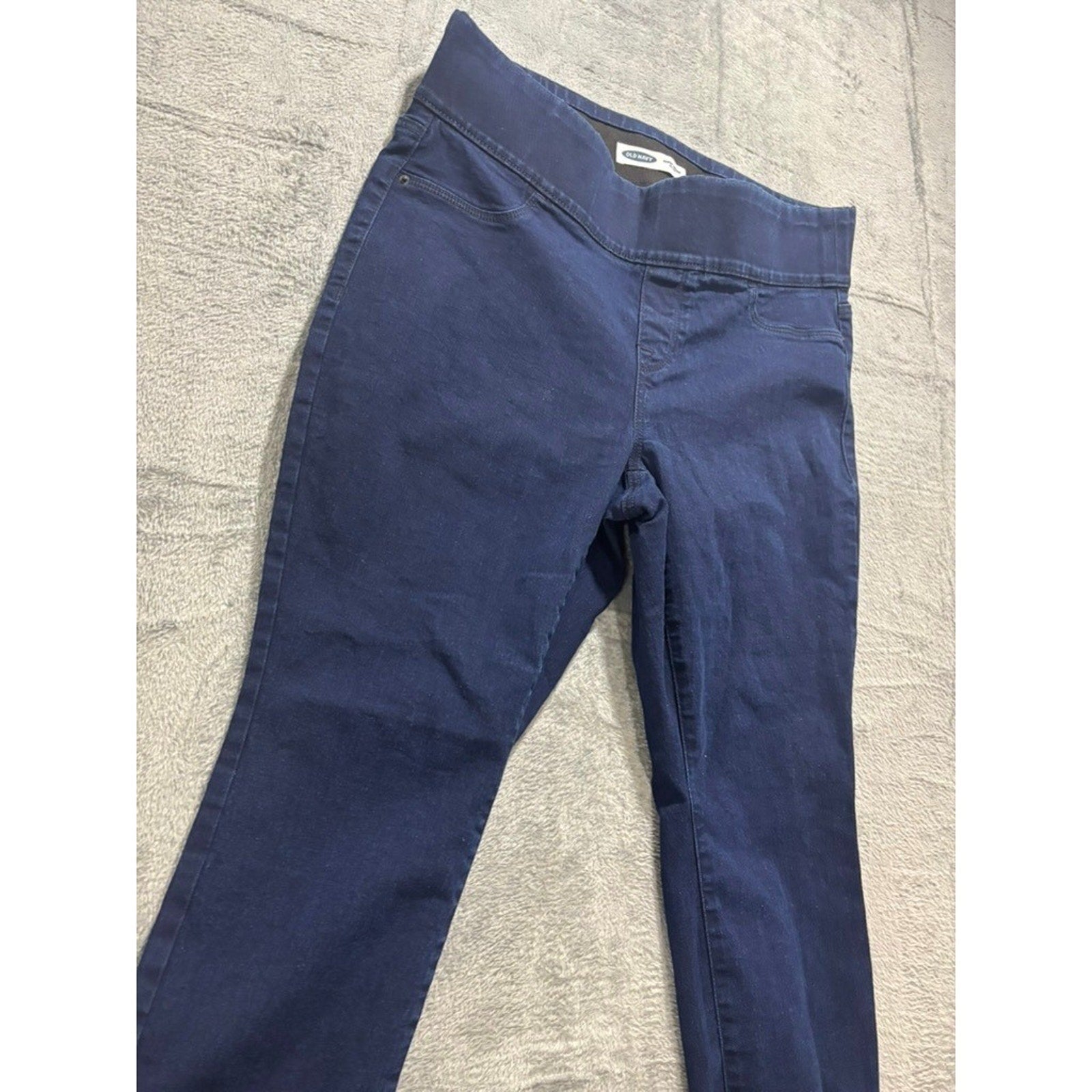 Old Navy Super Skinny Mid Rise Pull On Jeggings Dark Wash Indigo 16 Plus Short