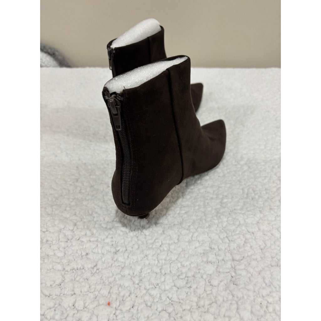Cushionaire Barbi Womens 6.5 W Chocolate Kitten Heel Ankle Booties Microsuede