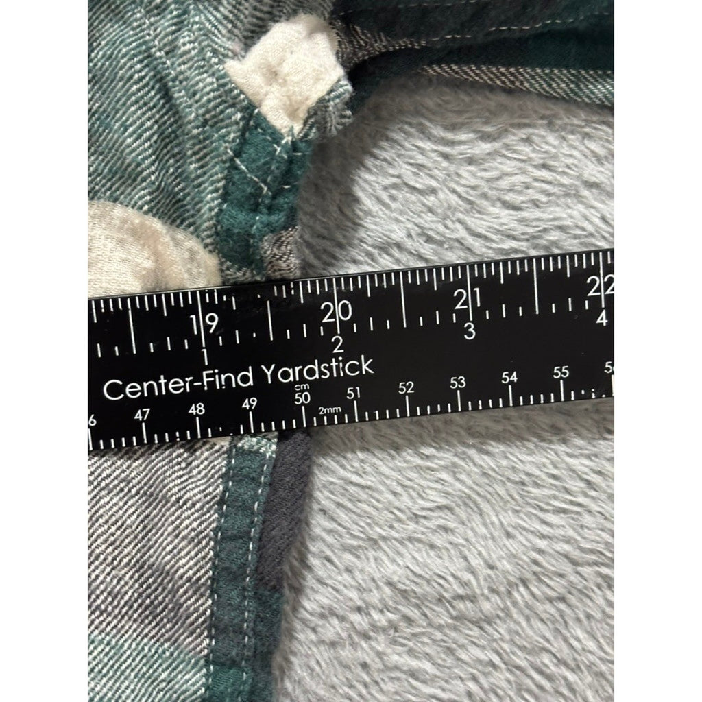 American Eagle S Green Plaid Hooded Flannel Shirt Womens Casual Vintage Style