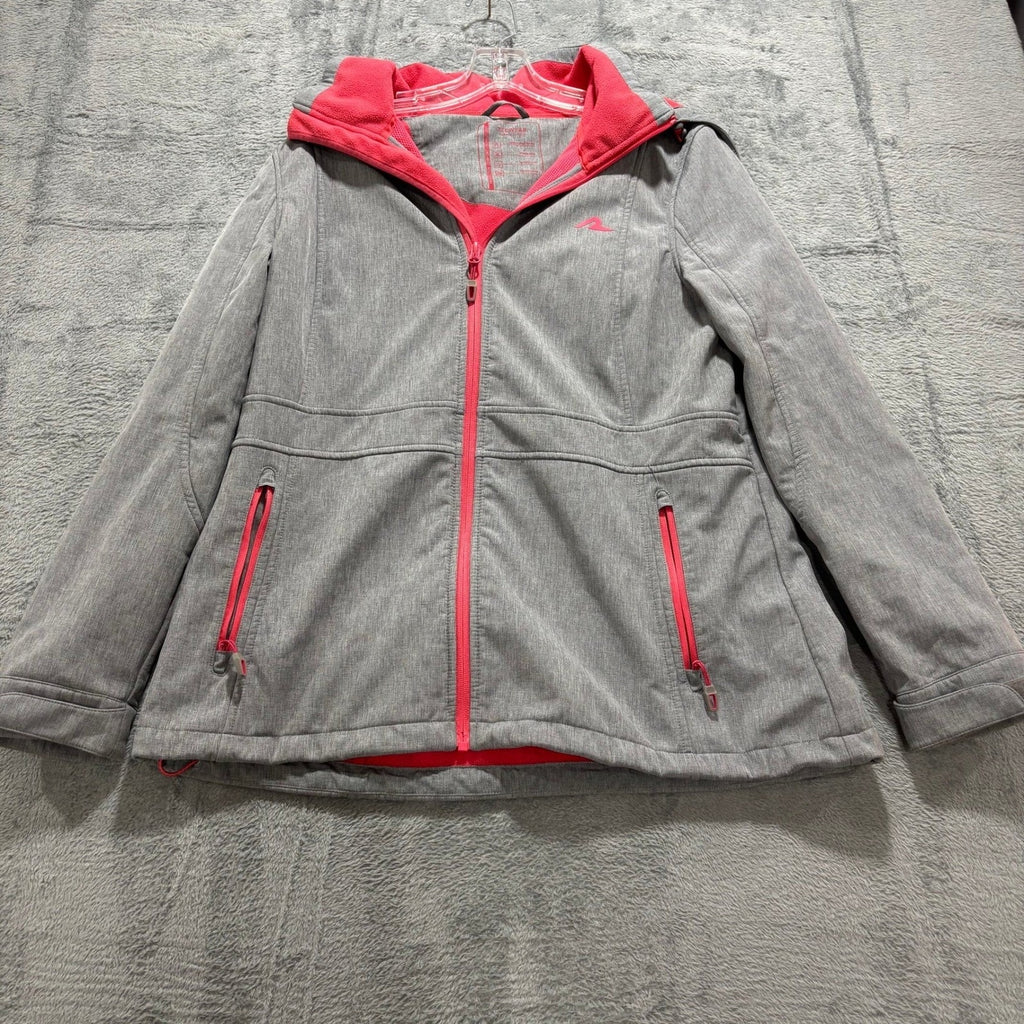 C&A Rodeo Womens M Gray Softshell Hooded Jacket Fleece Lined Zip Athleisure Coat