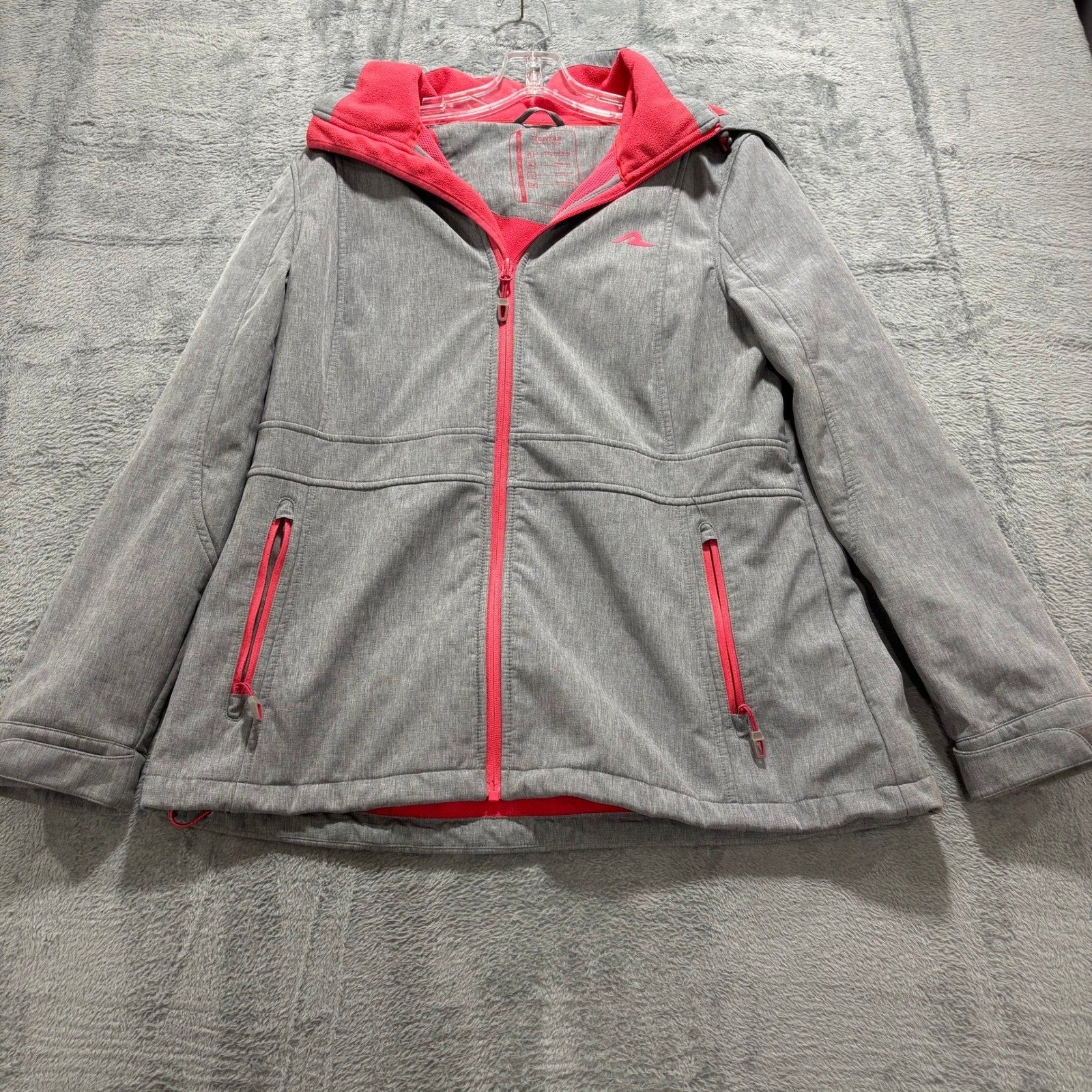 C&A Rodeo Womens M Gray Softshell Hooded Jacket Fleece Lined Zip Athleisure Coat