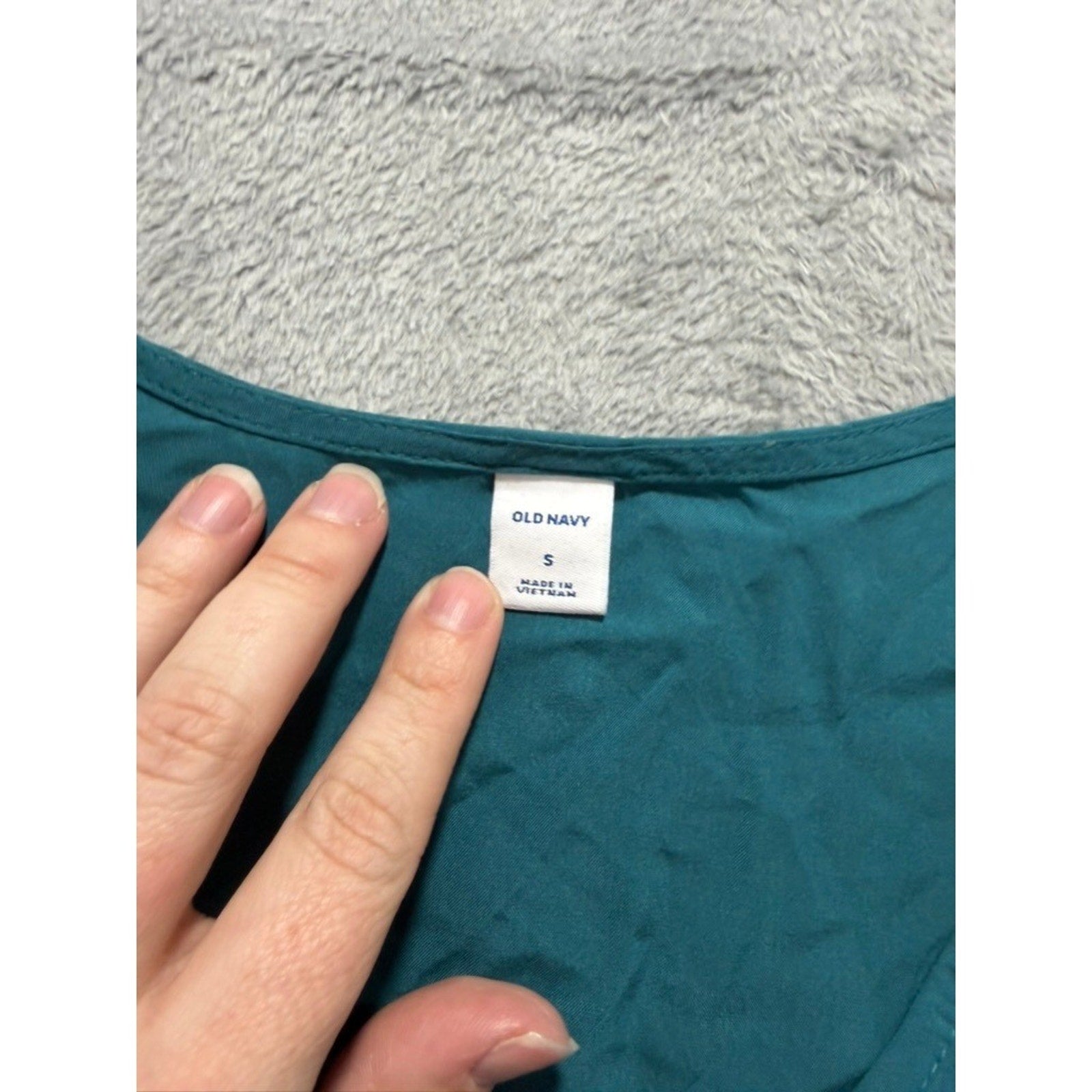 Old Navy Womens Teal Flutter Sleeve V-Neck Rayon Blouse Top Small