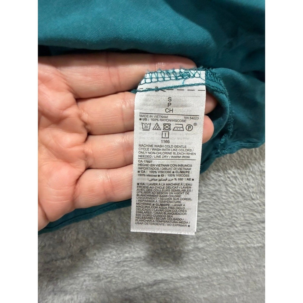 Old Navy Womens Teal Flutter Sleeve V-Neck Rayon Blouse Top Small