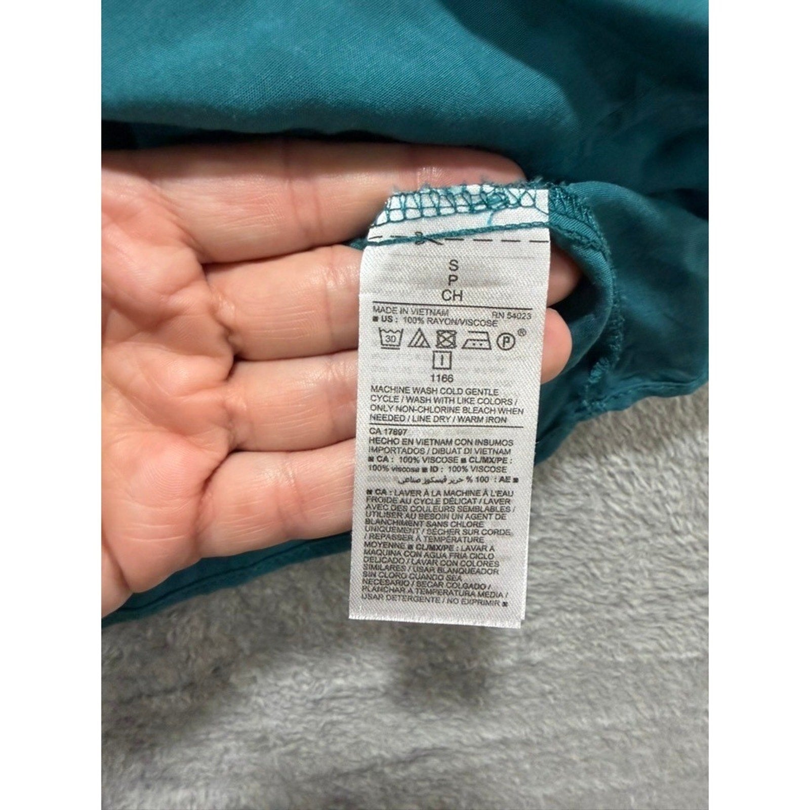 Old Navy Womens Teal Flutter Sleeve V-Neck Rayon Blouse Top Small
