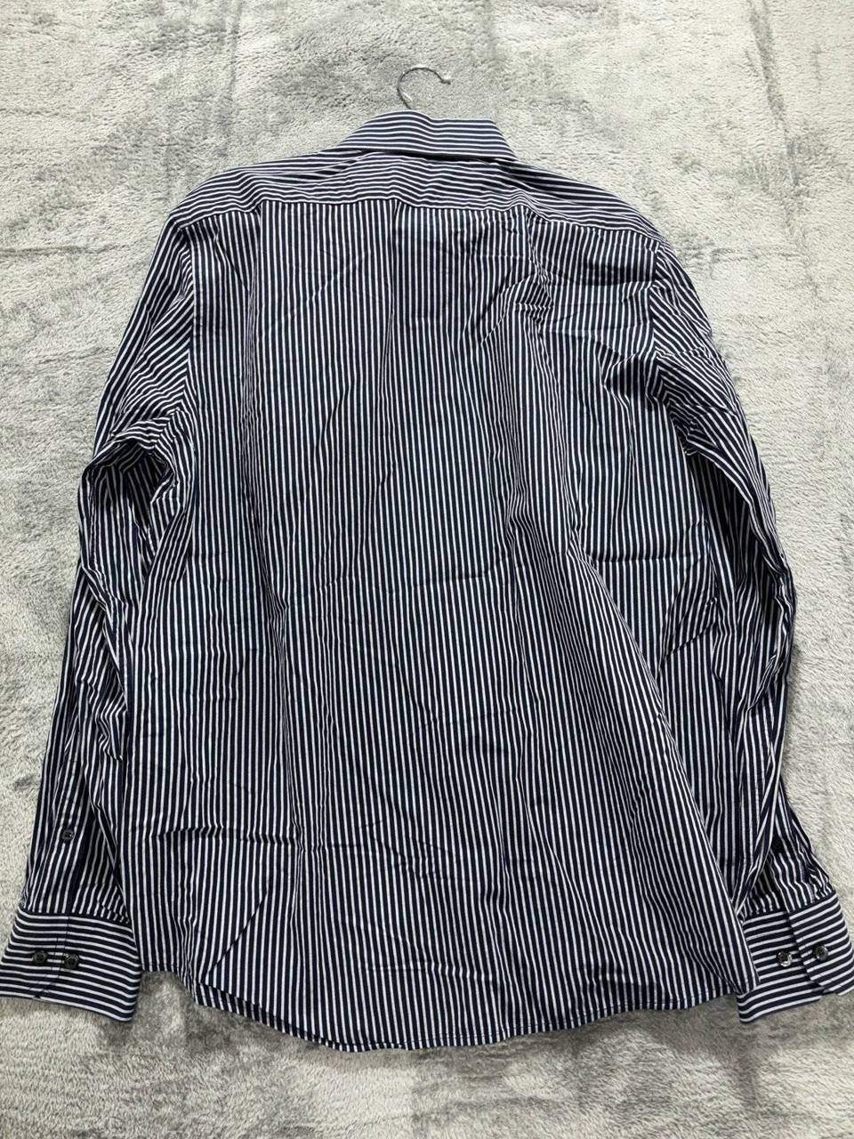 Express Men's Navy White Striped Dress Shirt Size L, photo 6 of 9