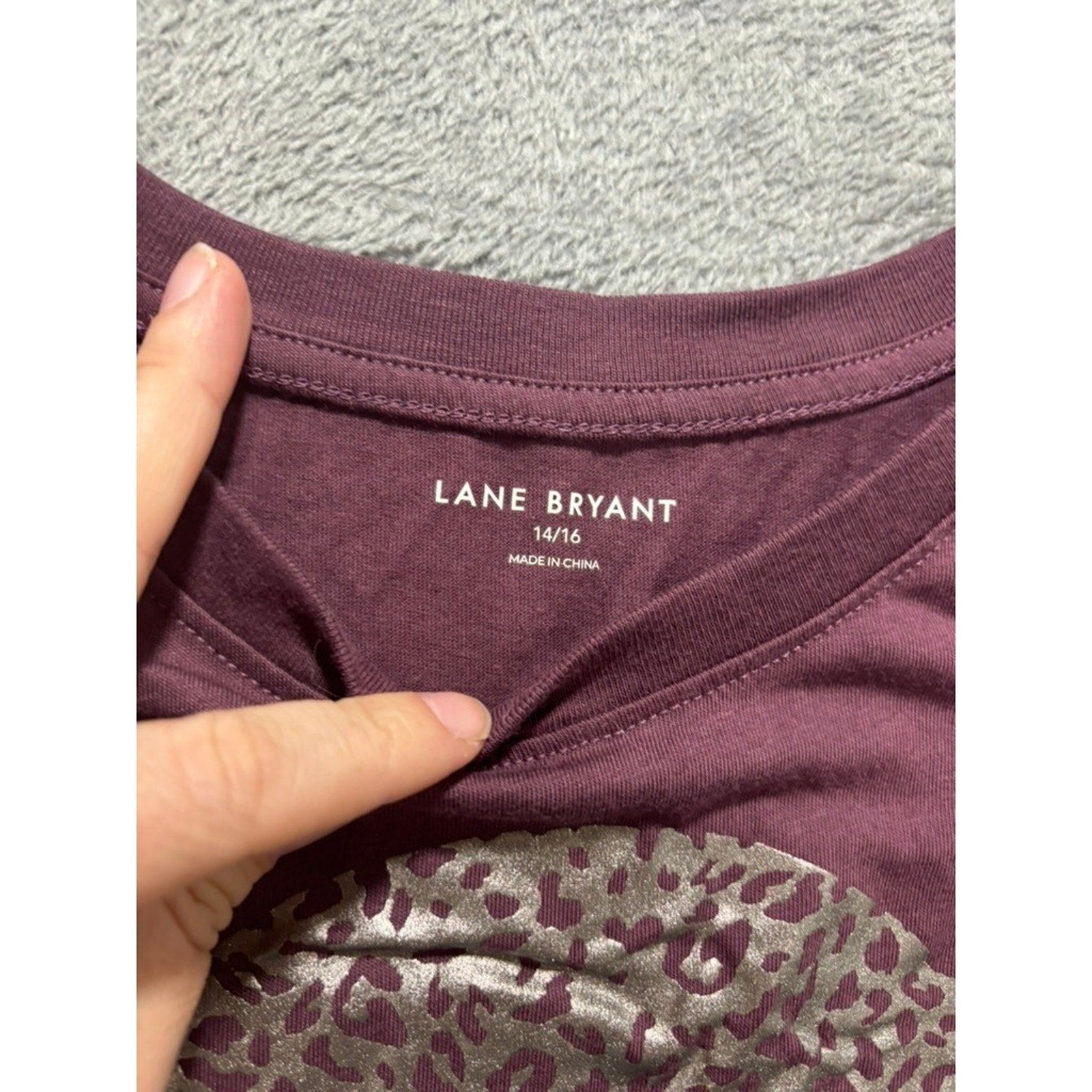 Lane Bryant Purple Skull Leopard Print Graphic Tee Womens 14/16 Plus Rocker