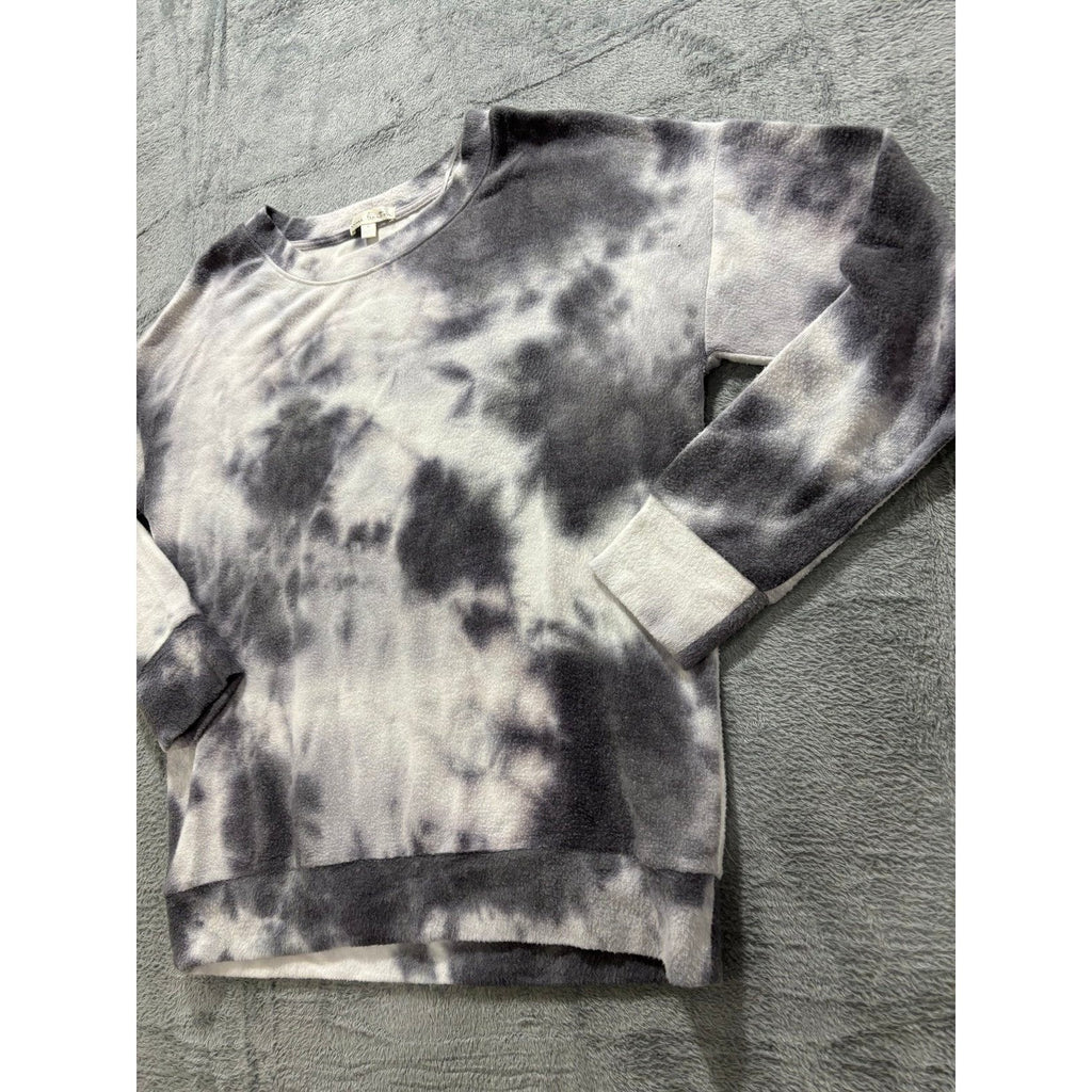 Nine Britton Womens M Gray White Tie Dye Sweatshirt Casual Cozy