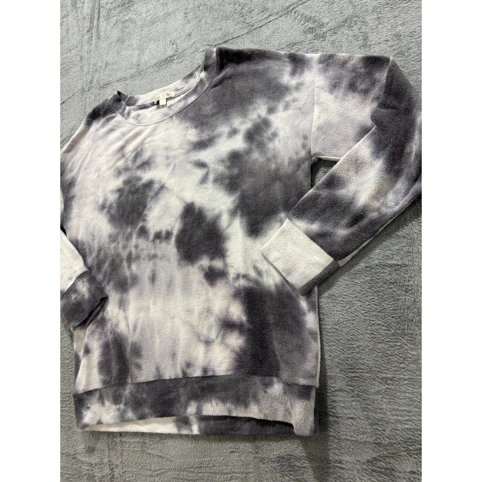 Nine Britton Womens M Gray White Tie Dye Sweatshirt Casual Cozy