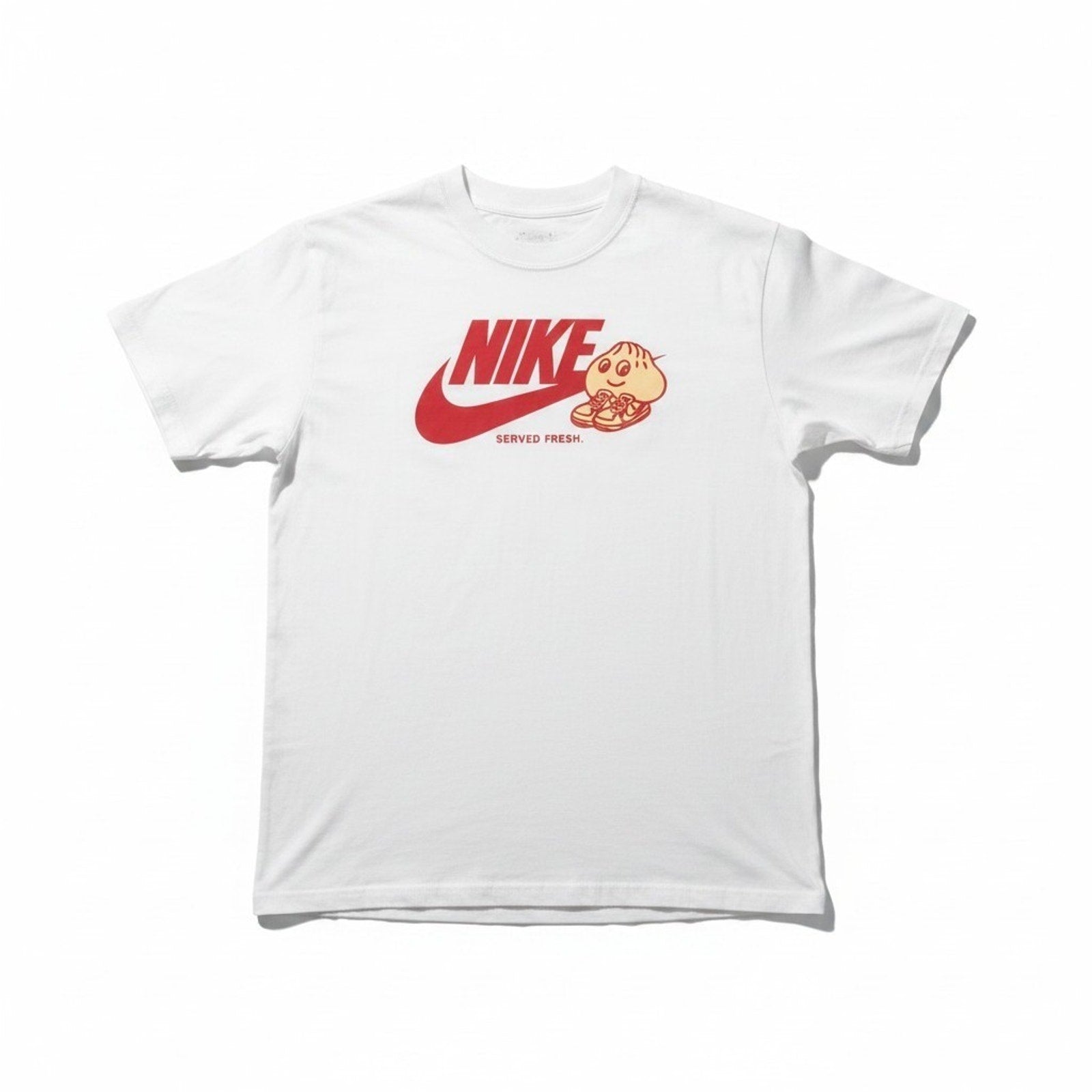 Nike S White Sole Food Served Fresh Dumpling Graphic T-Shirt Womens Vintage