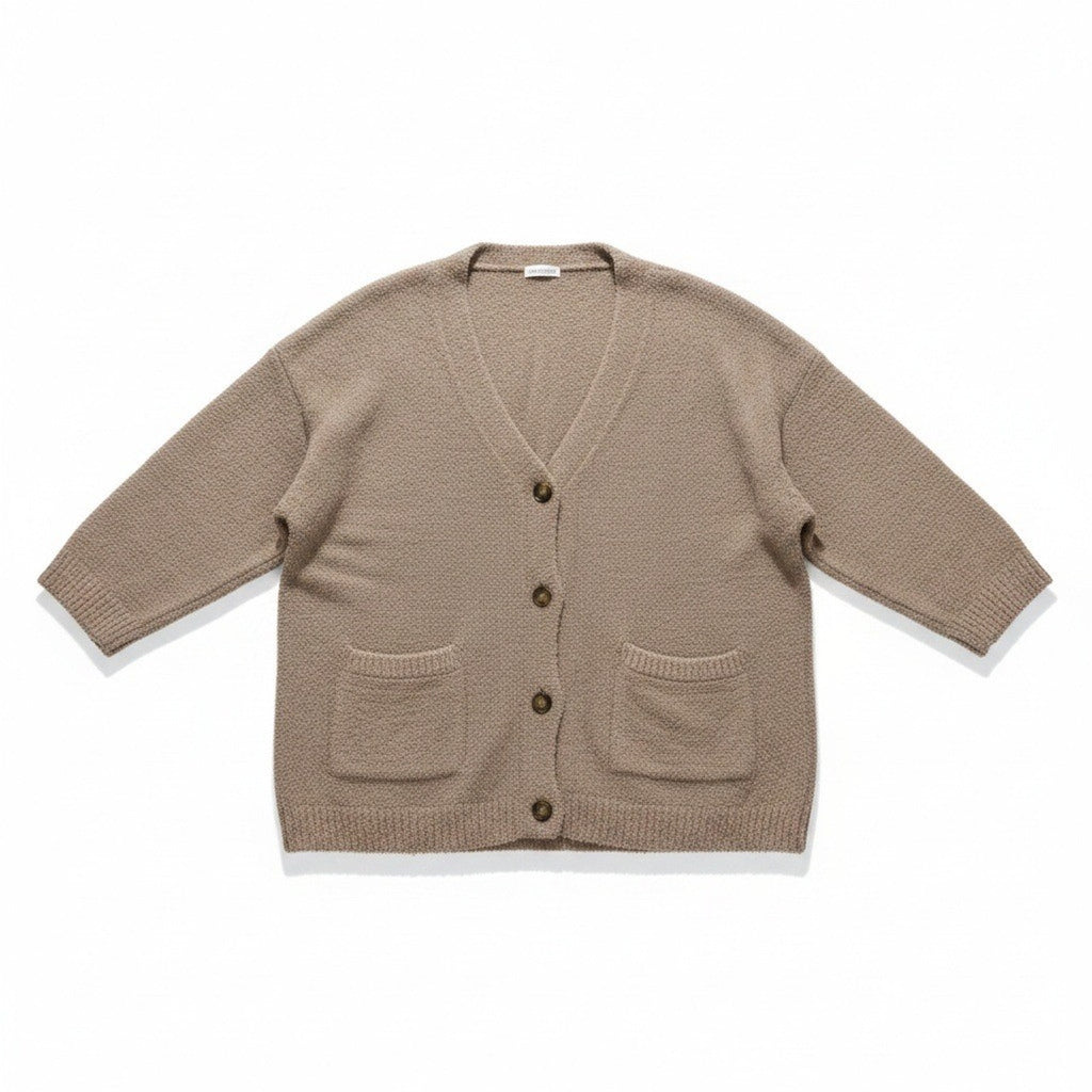 Joyspun Womens 2X Taupe Cardigan Sweater Cozy Casual Plus Size Boho Pocket NEW