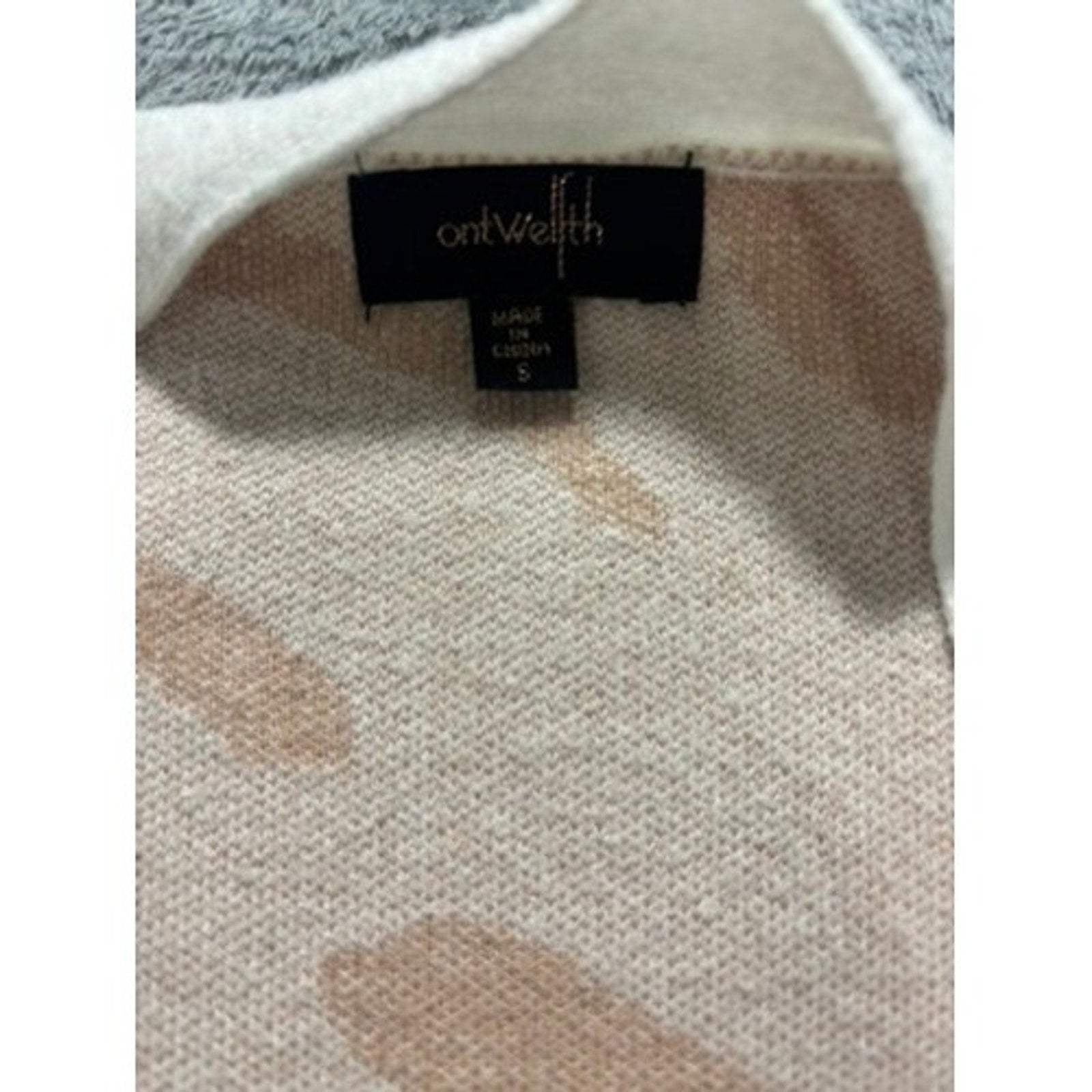 Ontwelfth Cardigan Womens Small Open Front Animal Print Cream Beige Knit