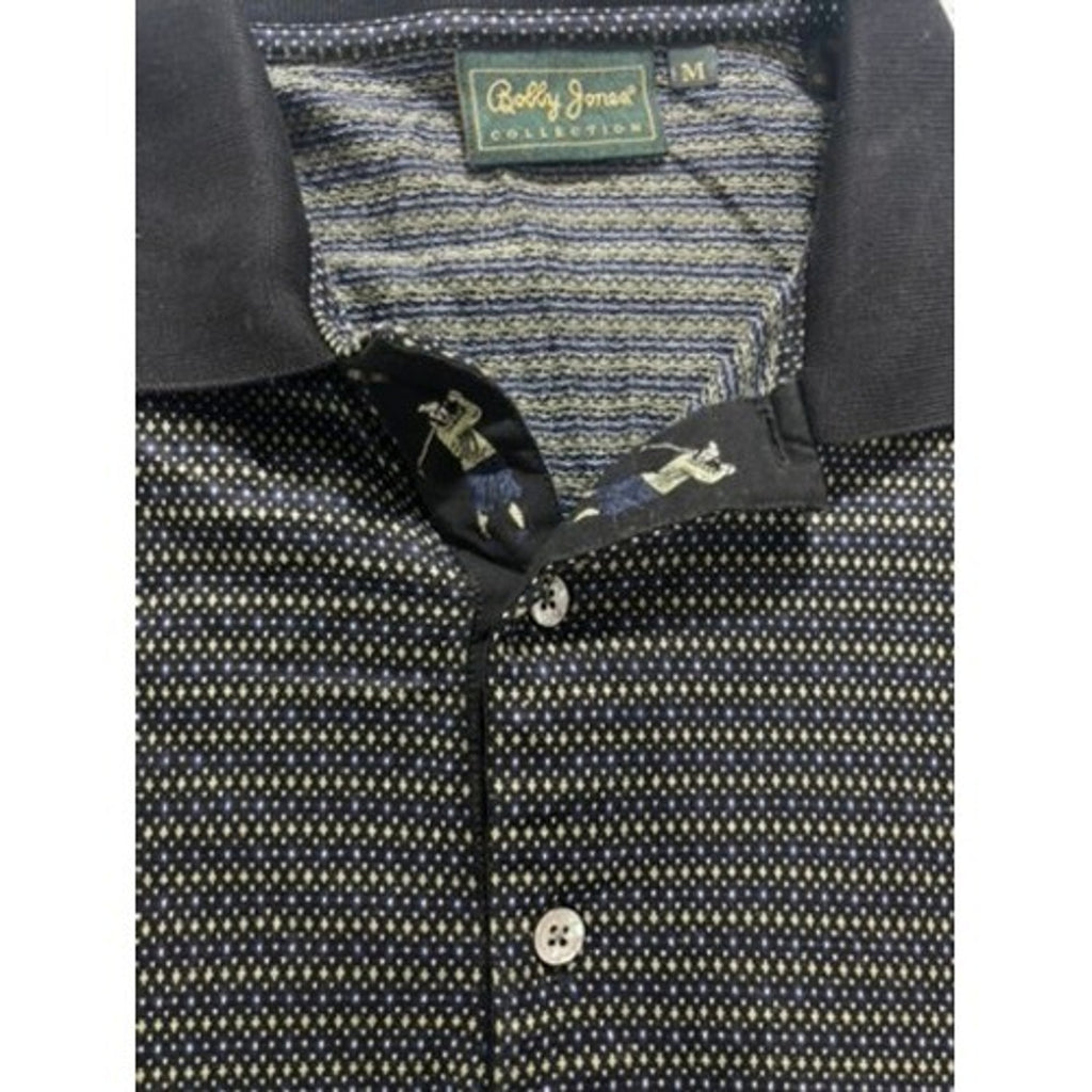 Bobby Jones Polo Shirt Mens M Navy Micro Dot Golf Classic Preppy Casual