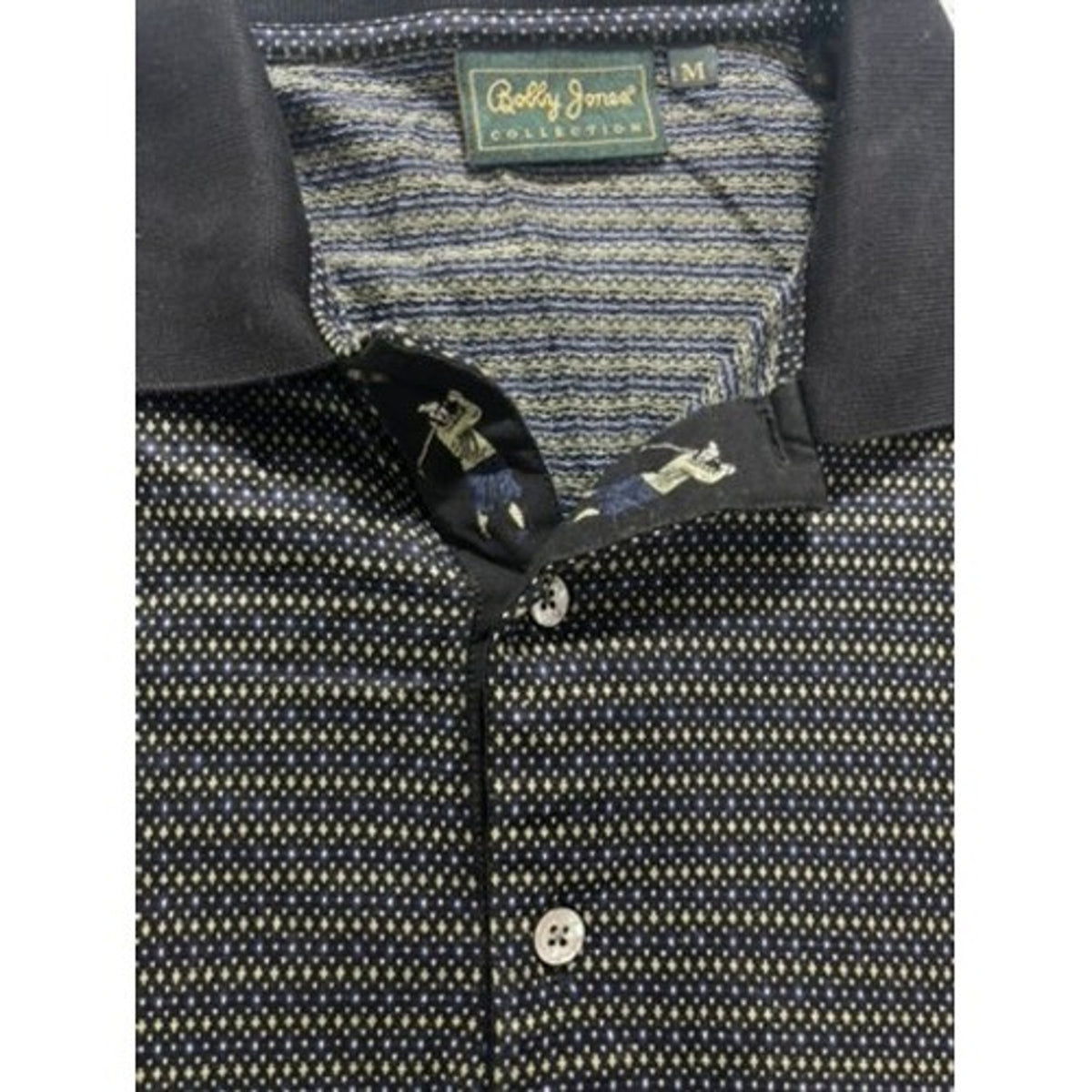 Bobby Jones Polo Shirt Mens M Navy Micro Dot Golf Classic Preppy Casual