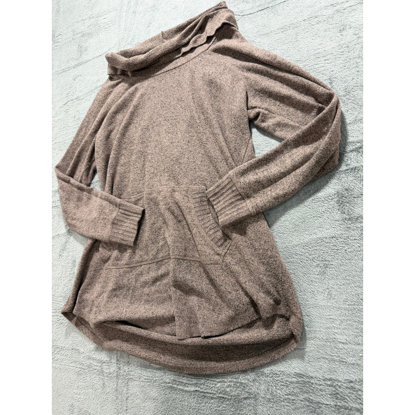 Torrid Super Soft Plush Cowl Neck Tunic Sweater Mauve Brown Marl Size 0 L XL