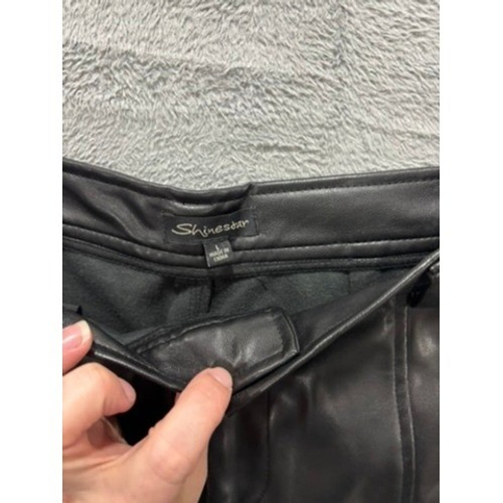 Shinestar Faux Leather Cargo Pants Womens Small Black Jogger High Rise