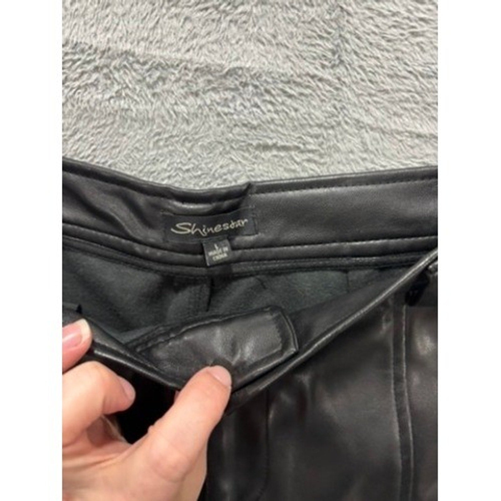 Shinestar Faux Leather Cargo Pants Womens Small Black Jogger High Rise