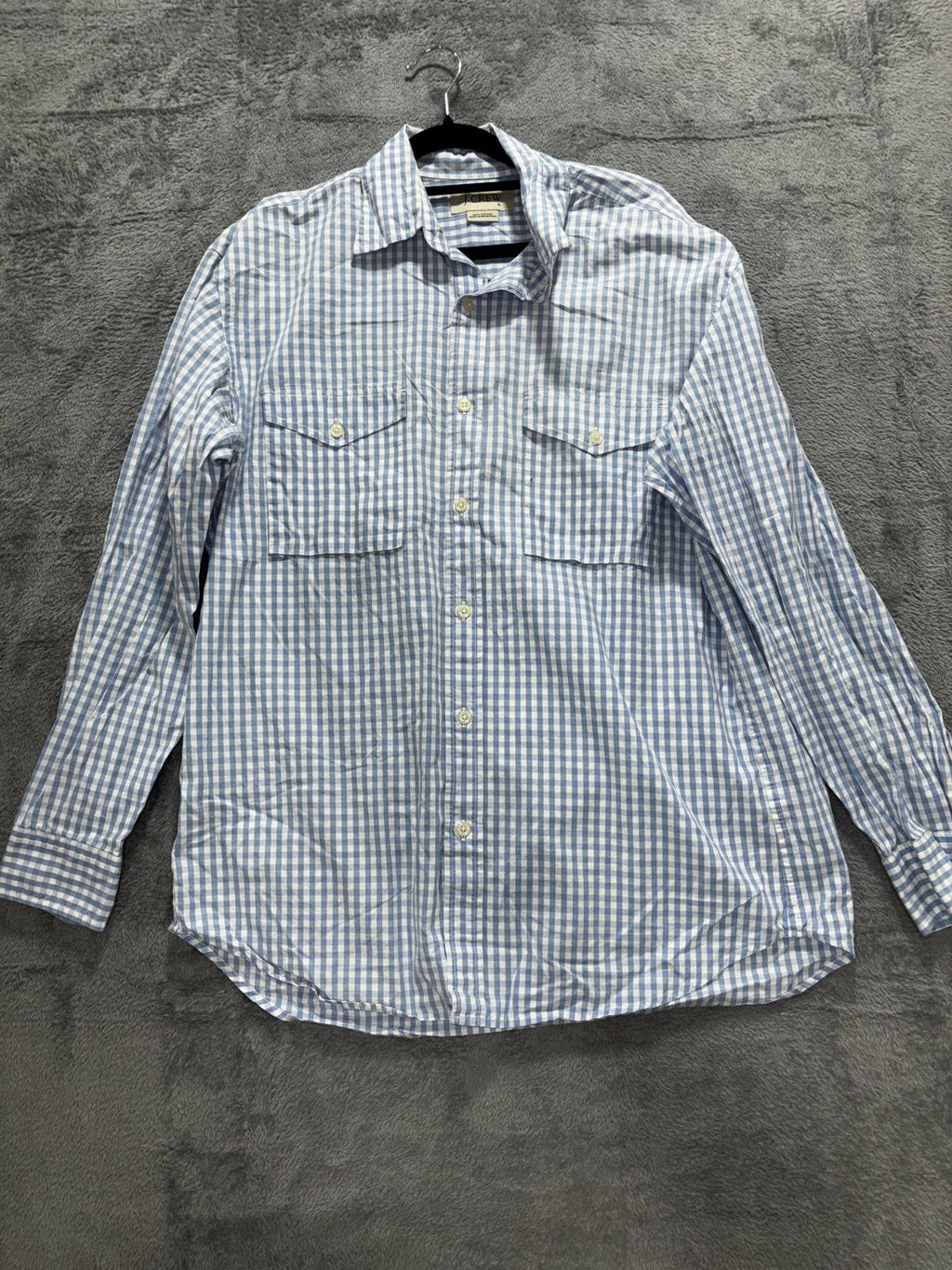 J.Crew Men's Blue White Gingham Check Shirt Size M