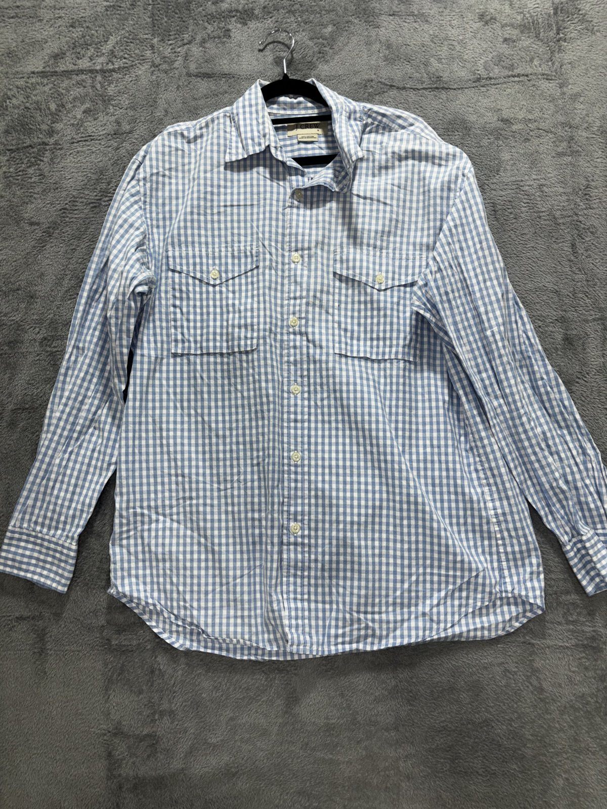 J.Crew Men's Blue White Gingham Check Shirt Size M