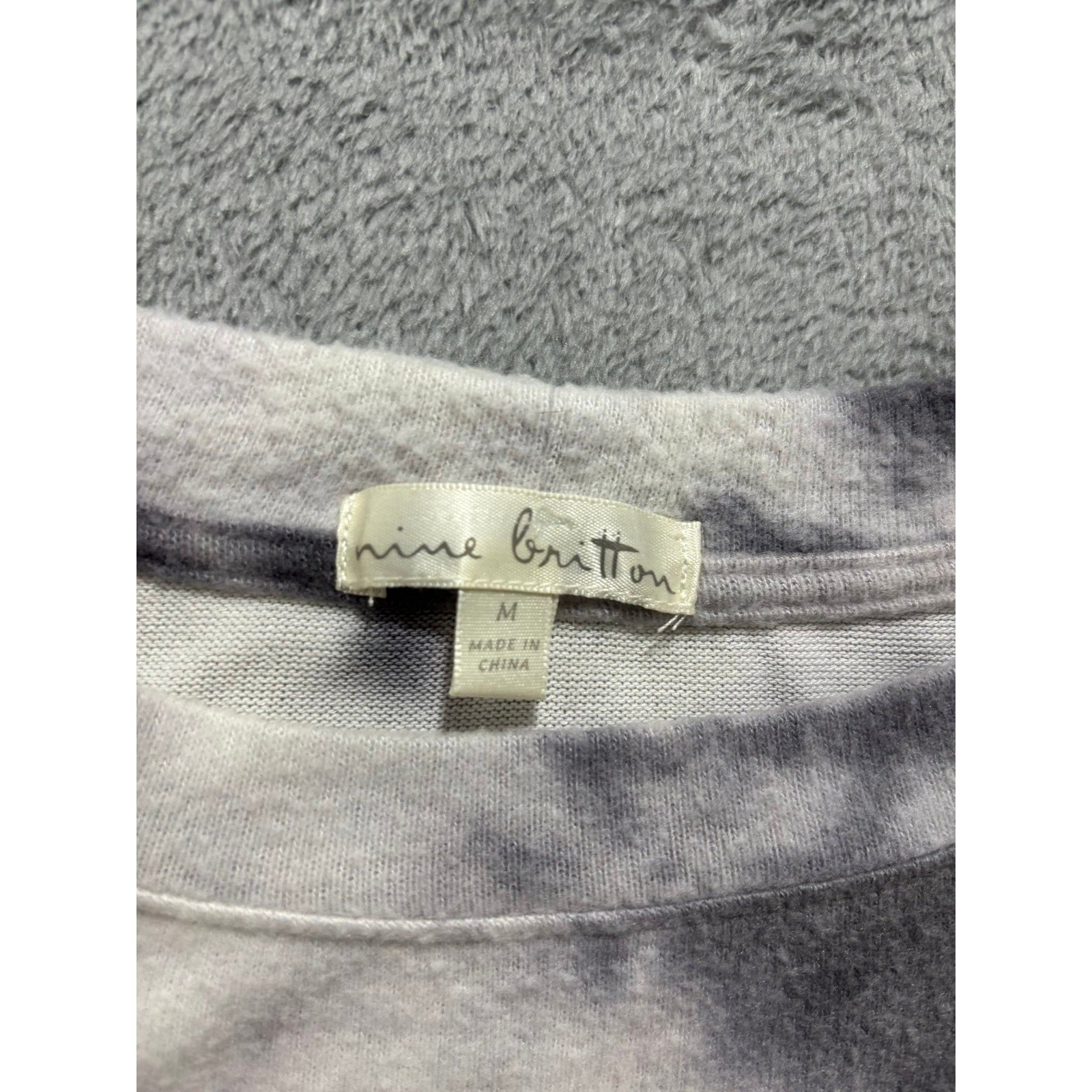 Nine Britton Womens M Gray White Tie Dye Sweatshirt Casual Cozy