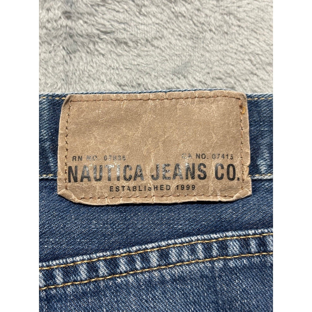 Nautica Jeans Co 36x32 Blue Straight Leg Denim Jeans Mens Casual Classic