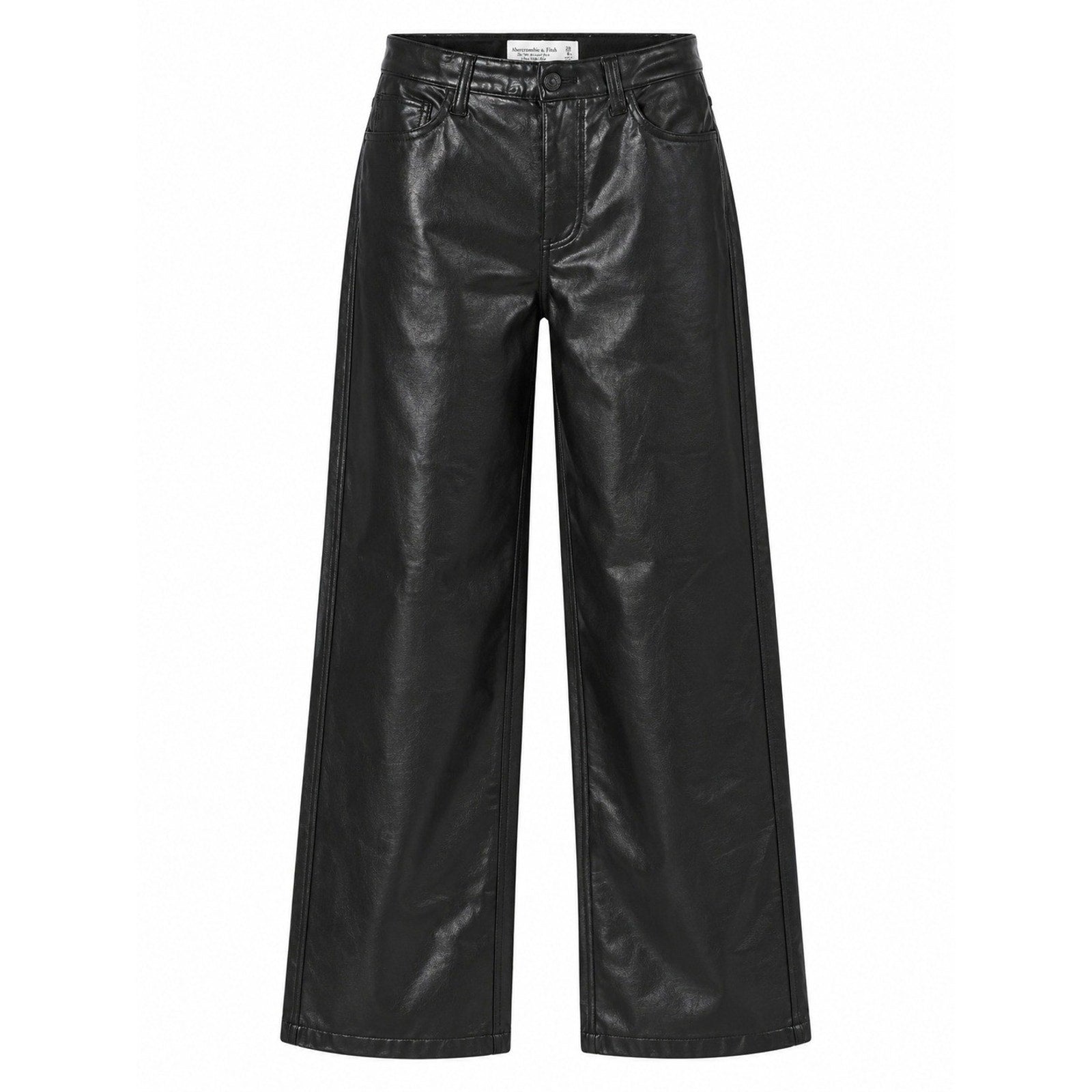 Abercrombie & Fitch The 90s Relaxed Jean Ultra High Rise Vegan Leather Black 28