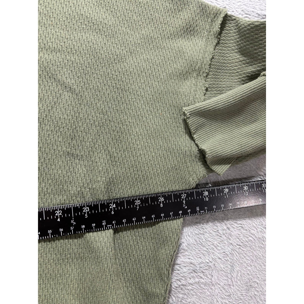 Aerie Womens M Olive Green Waffle Knit Pullover Sweater Oversized Casual Cozy