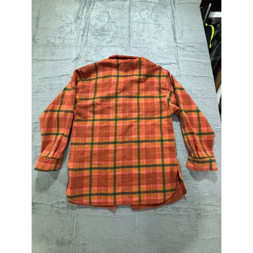 Wild Fable Womens XS Orange Plaid Shacket Button Up Jacket Vintage Boho Cozy