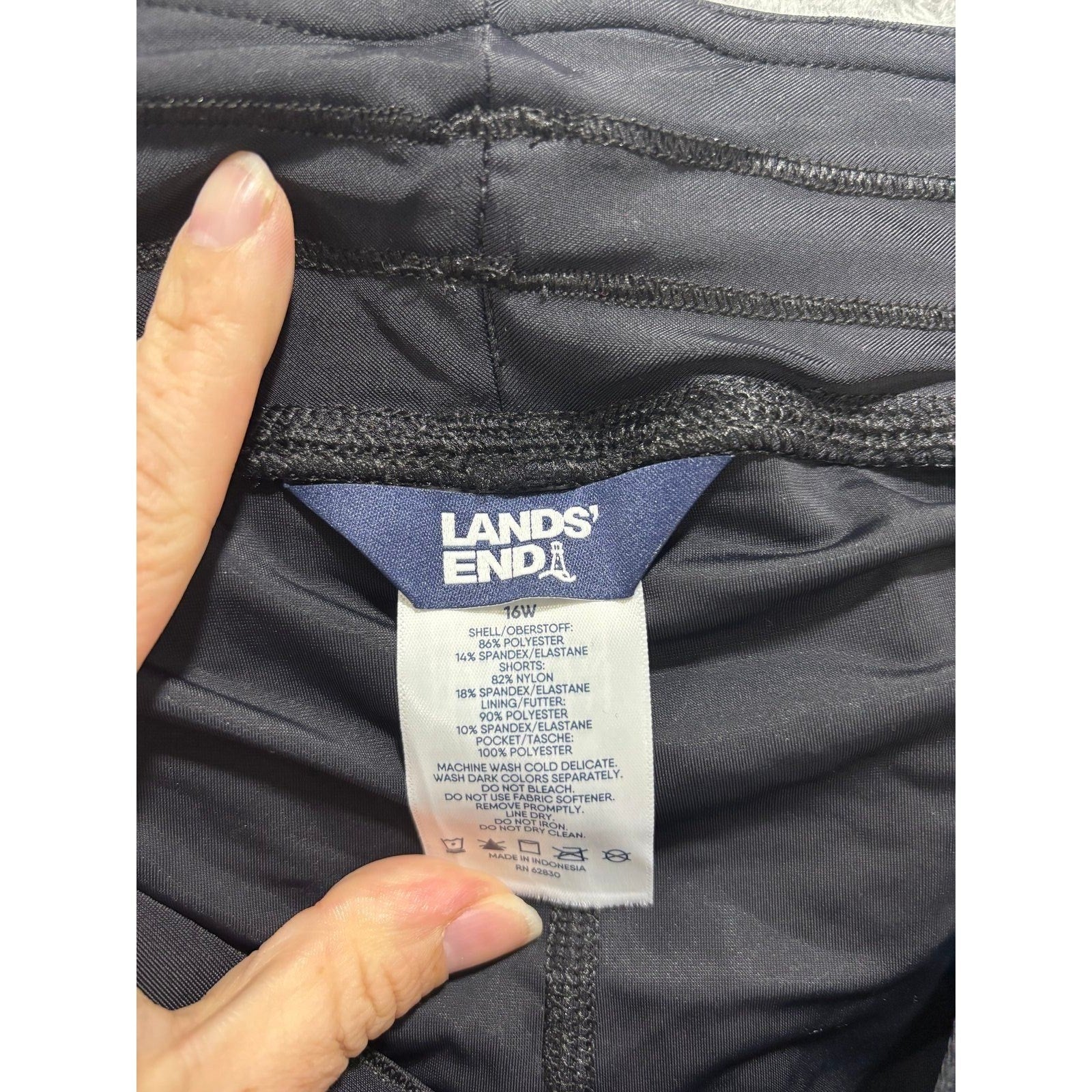 Lands' End 16W Black Skort Womens Athleisure Casual Activewear Shorts Skirt