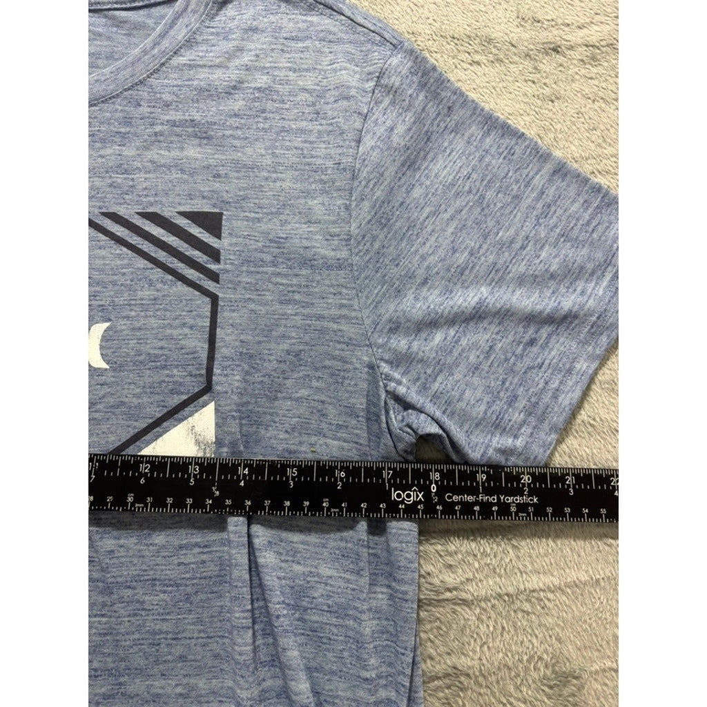 Hurley Mens M Blue Heather Graphic Logo T-Shirt Surf Short Sleeve Casual