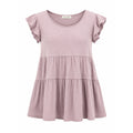 Emory Park Womens Mauve Pink Ribbed Tiered Babydoll Flutter Sleeve Top Size M